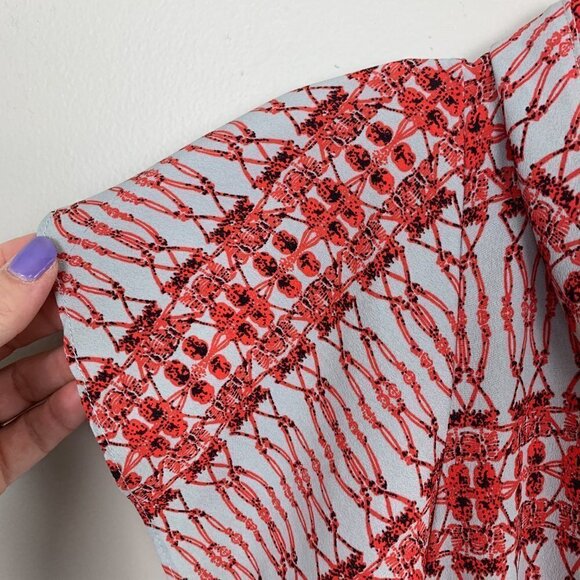 Collective Concepts Red & Grey Patterned Drawstring Waist Dress Size Small - Picture 8 of 8